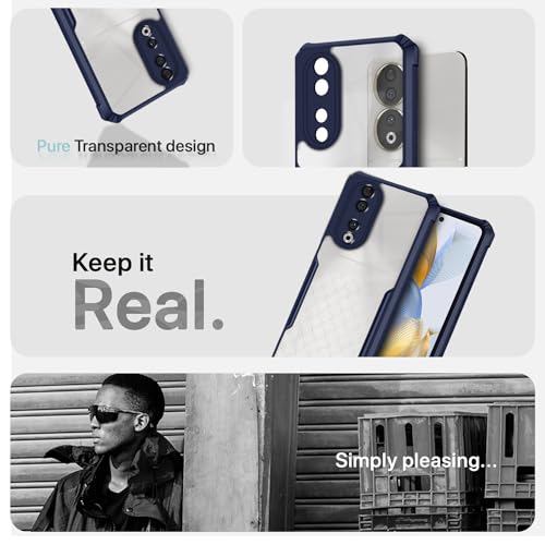 Image of Pikkme Honor 90 5G Back Cover | Crystal Clear Transparent Back | Ultra Hybrid | Full Camera Protection | Raised Edge | Bumper Back Case (Blue)
