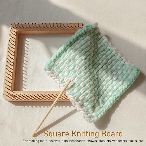 Tabla de tejer de madera Tyenaza pequeña con ganchos para tejer mini mantas 4