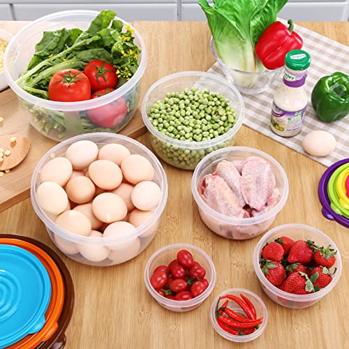 Image of 7Pcs Round Mixing Bowl Set Salad Bowl with Airtight Lids Plastic Nesting Mixing Bowl Set for Packing and Serving Christmas Salads Candies Cookies, Microwave Safe