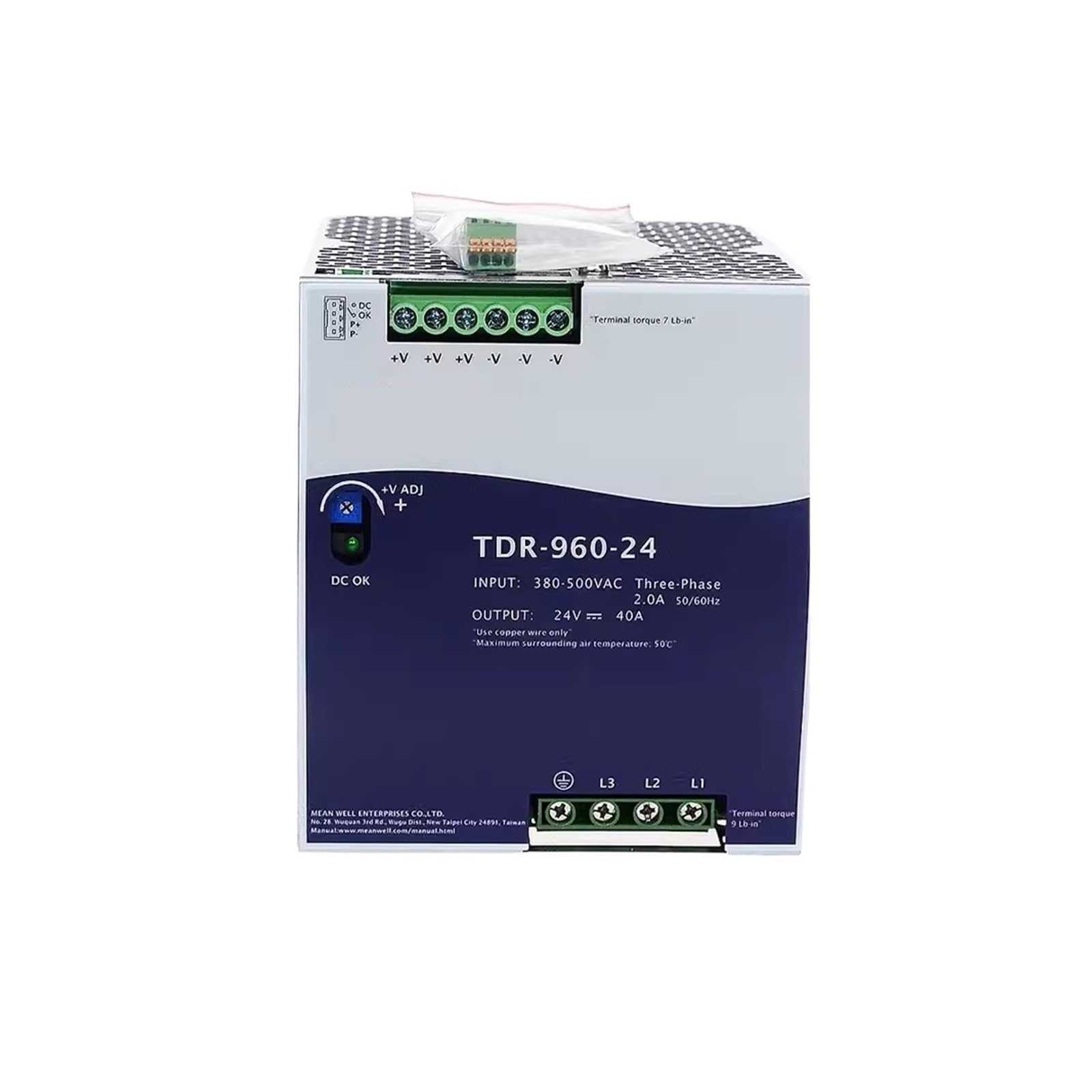AFITSEP TDR-960 Series TDR-960-24 TDR-960-48 Switching Power Supply Three-Phase 380VAC to DC 24V/48V Rail Type 960W DRT(TDR-960-24)