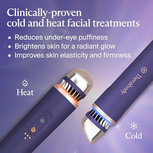 Image of Therabody TheraFace Depuffing Wand - Cold and Heat Skincare Treatment to Depuff and Glow; Beauty Wand, Face Roller and Eye Massager for Eye Puffiness, Dark Circles and Skin Radiance (Indigo)
