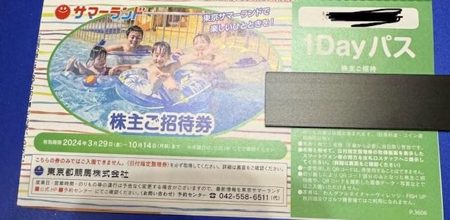Amazon.co.jp: サマーランド 株主優待券 1枚 2024.10.14まで