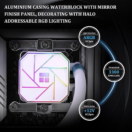 Thermalright Aqua Elite 240 White V3 AIO CPU Cooler, 240mm Liquid Cooling, ARGB PWM Fans, Intel LGA1150-1200/2011/1700, AMD AM4/AM5 by Thermalright - Image 4