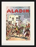 1art1 Albert Robida Poster Aladin Ou La Lampe Merveilleuse, 1001 Nuits Affiche Encadrée avec Passe Partout Élégant | Images Murales | dans Un Cadre Photo 80x60 cm