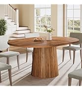 Tribesigns Oval Dining Table for 6 People, 55.11-Inch Farmhouse Kitchen Dinner Table with Cylindr...