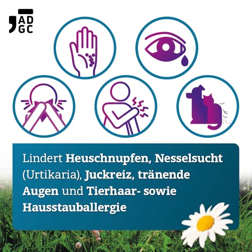 Bilastin ADGC® 50 St - Allergietabletten bei Heuschnupfen - schnell & langanhaltend bis 24 St. wirksam bei allergischem Schnupfen, Nesselsucht(Urtikaria), Juckreiz, Tierhaar- und Hausstauballergie