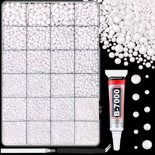 Image of 25000Pcs Resin Rhinestones for Crafting, White 2-6mm Mixed Sizes Non Hotfix Flatback Gems with 1Pcs Glue, Bedazzling Crystal for DIY Craft Clothing Mugs Tumblers Shoes Fabric Decor Nail Art