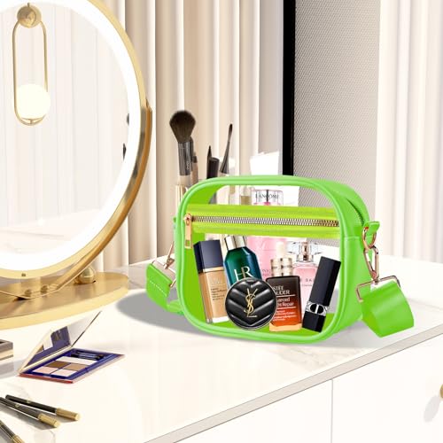 Image of Fibrdoo Clear Bag Stadium Approved, Leather Clear Crossbody Purse Bag for Concerts Sports Events Festivals
