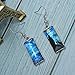 Wixine 2Pair Rectangle Van Gogh Starry Night Landscape Square Circle Van Gogh Starry Night Silver Trendy Glass Earrings