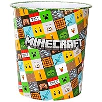 Zawadi Global Minecraft Kids Childrens Waste Bucket Paper Bin Basket for Bedroom Study Desk Dustbin