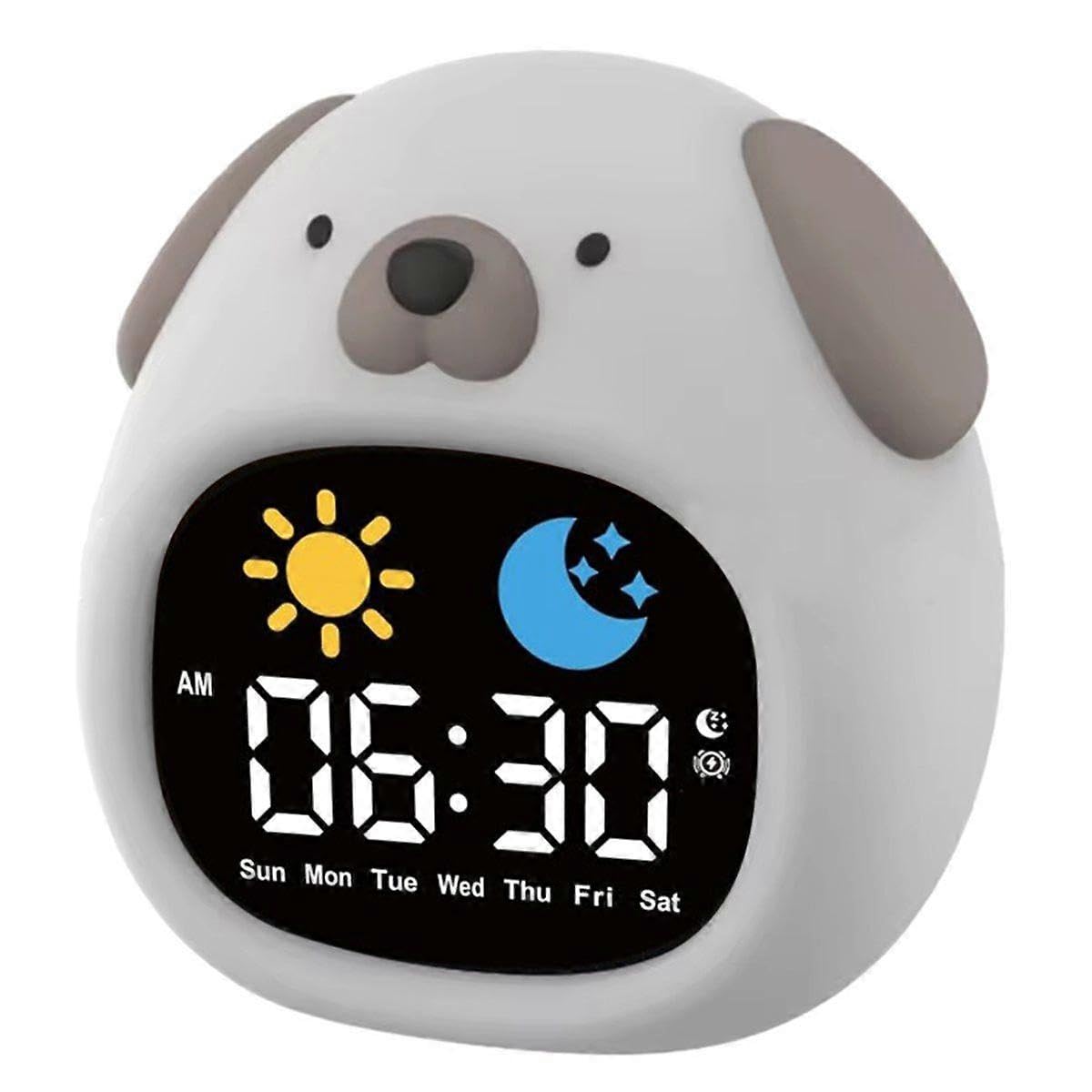 JOYHAPPST Alarm Clock for Kids Puppy-Shape Toddler Sleep Training Clock Cute Touch Night Light for Children B