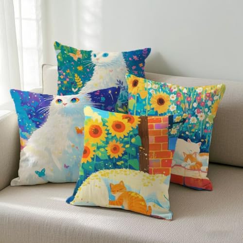 Housse de coussin 50x50cm en lin blanc avec fermeture éclair invisible
