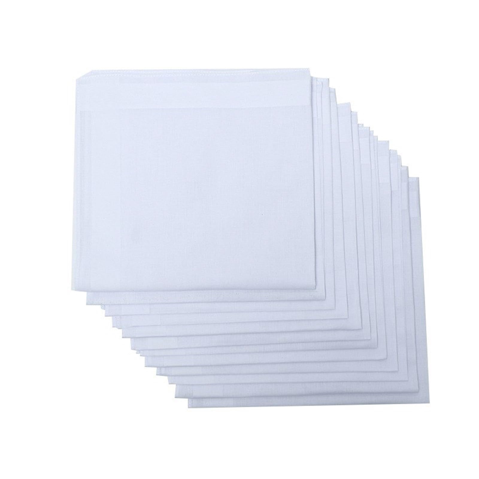 Fentency 12PCS White Hankie Adult Handkerchiefs Skin Friendly Washable Chest Towel Multi Purpose Pocket Square Handkerchiefs