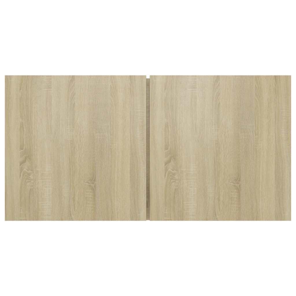 Szafki wiszące pod TV 2 szt., dąb sonoma 60x30x30 cm, nowoczesny zestaw RTV do salonu z dwiema przegródkami, łatwy w czyszczeniu wilgotną ściereczką.
