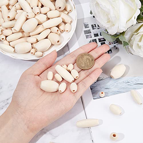 OLYCRAFT Oval Wood Beads - 210pc Natural Mixed Size Unfinished Barrel Spacer Beads for Jewelry Making DIY Craft - 6 Sizes - Image 3