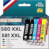 Remplace la cartouche d’encre d’origine PGI-580 CLI-581 incluant la puce actuelle et l’indicateur de niveau d’encre.