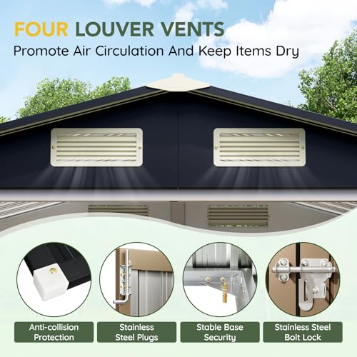 Image of Breezz 4X6FT Outdoor Steel Storage Shed with Frame Floor,Lockable Doors, Weather-Resistant Metal Tool Shed for Garden, Backyard, Patio, and Utility Storage
