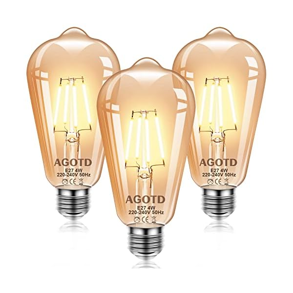 AGOTD Edison Vintage Glühbirne, Edison LED E27 ST64 4W Retro Glühbirne Warmweiß Ideal für Nostalgie und Retro…