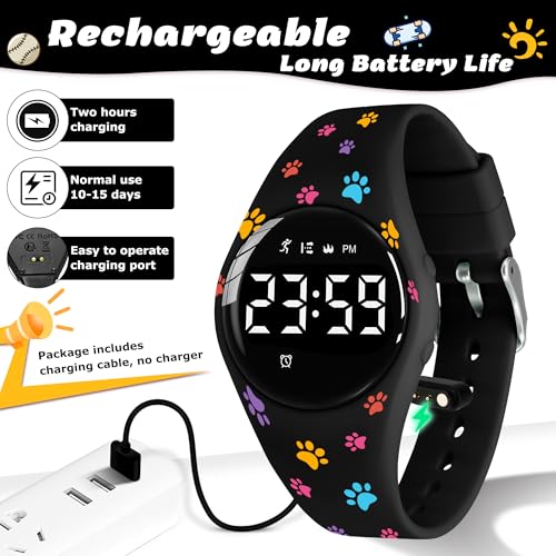 Image of Kids Watches for Girls Boys Digital Sport Watch with Step Counter Pedometer Vibration Alarm Clock, No App Waterproof Fitness Tracker Kids Watch Boys Girls Teens Students Ages 5-16
