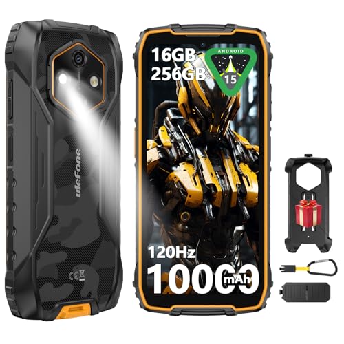 Ulefone RugKing 4 Pro Android 15 Rugged Phone 16GB+256GB 10200mAh �o�b�e���[ 6.5�C���` 120Hz �f�B�X�v���C �^�t�X�}�[�g�z���A48MP ���C���J�����A�����O���A�����d���ANFC/ 