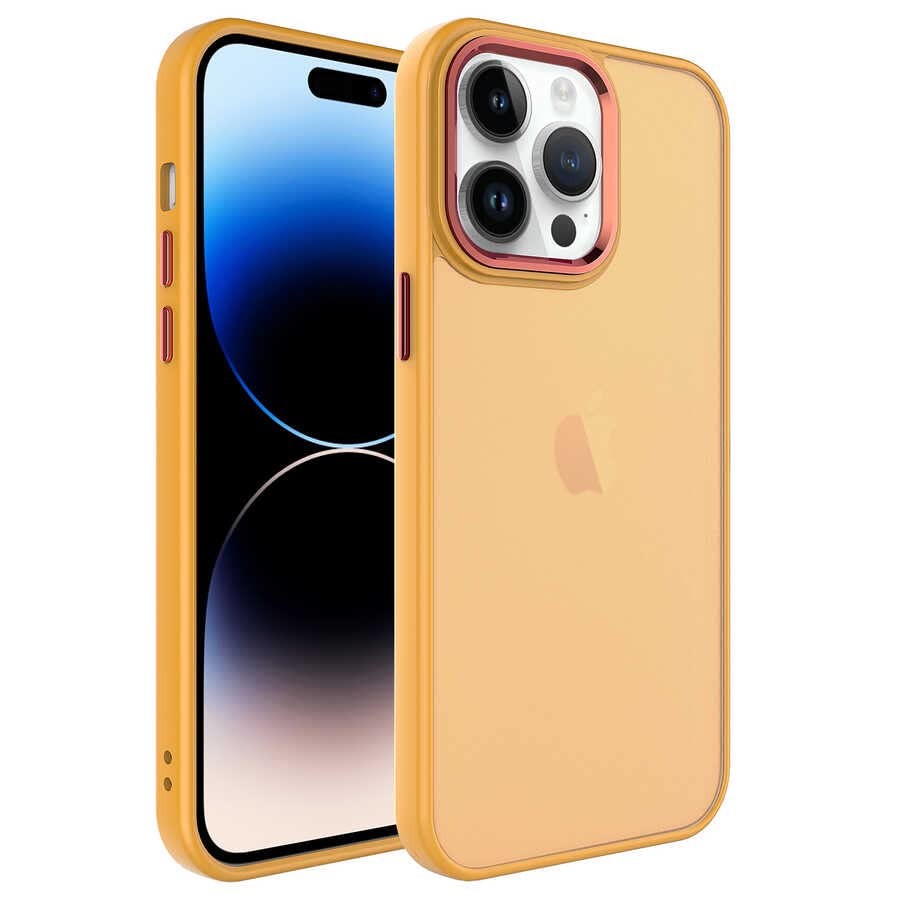 Zore Apple için uyumlu iPhone 14 Pro Kılıf Buzlu Sert PC Zore May Kapak Turuncu