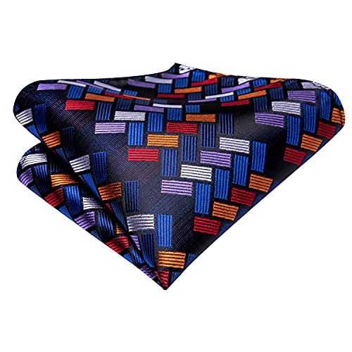 Image of Dubulle Mens Paisley Floral Silk Tie for Men Striped Necktie and Pocket Square Cufflinks Set Wedding Business