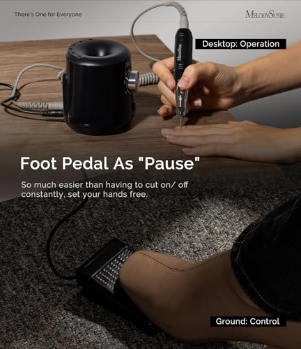 Image of MelodySusie Multifunctional Desktop Nail Drill with Foot Pedal, SC320I 30000RPM E-File with Bit Holders & Elegant Design for Manicure Trimming, Shaping & Gel Removal, Ideal for Nail Artists & Home Use