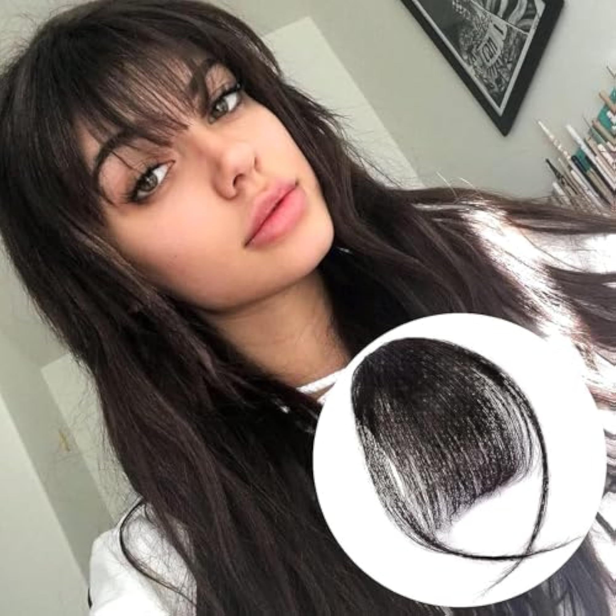 Women's Front Bangs Clip-On Hair Extensions, Black Color
