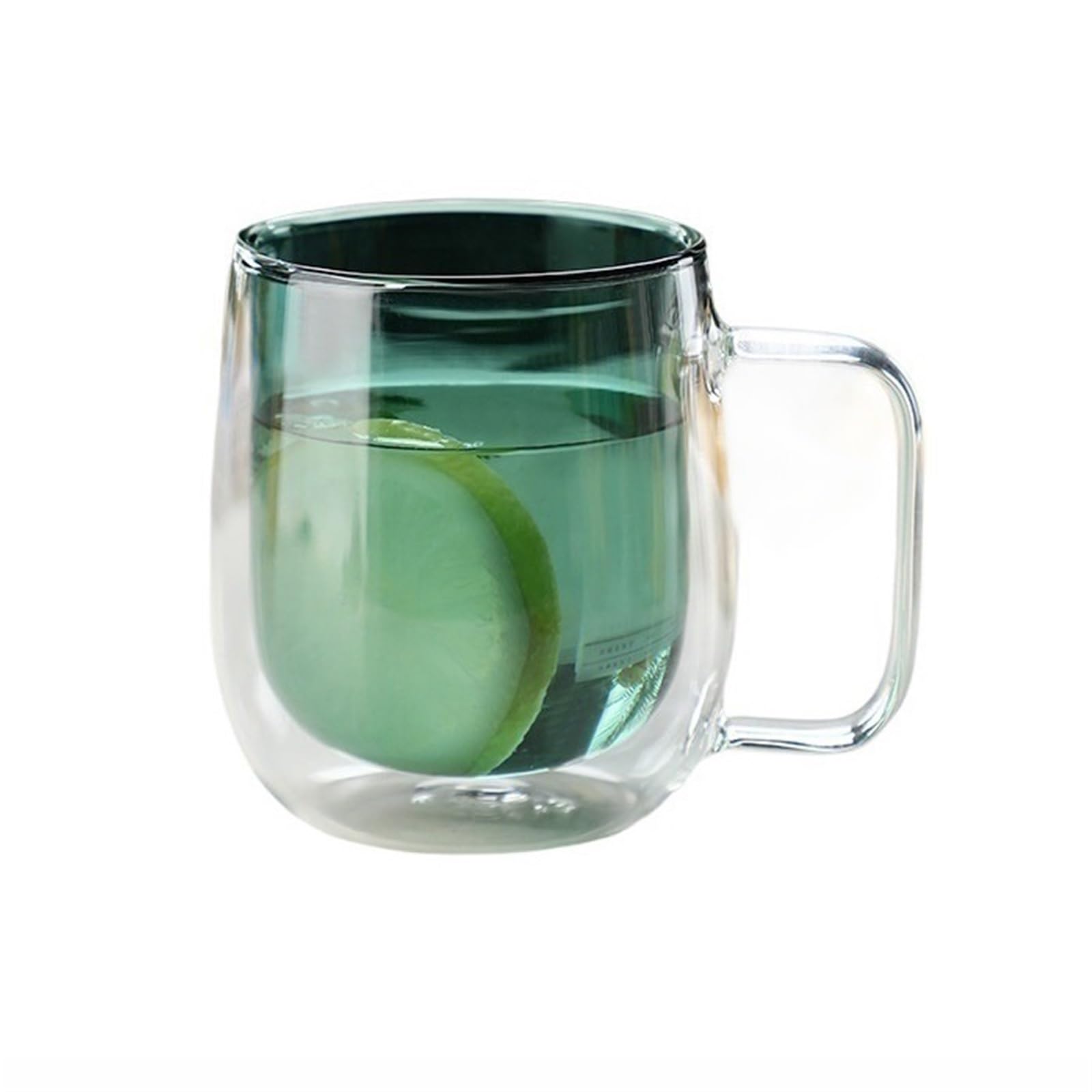 Tazas de vidrio doble pared para café latte macchiato con asa de borosilicato verde