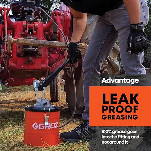 Image of Groz All New 6 Kg Bucket Grease Pump with Quick Lock Coupler | One Hand Operation Pump | Multiple Modes | High Pressure Grease Pump 6 Kg | Upto 4000 psi & 9 gm /stroke | VGP /6A /Q