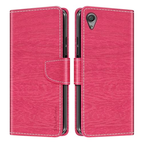Shantime Leather Wallet Case Compatible with Sony Xperia XA Ultra, Colorful Flip Cover with Card Holders Magnetic Closure Full Protection Shell(Rose Red)