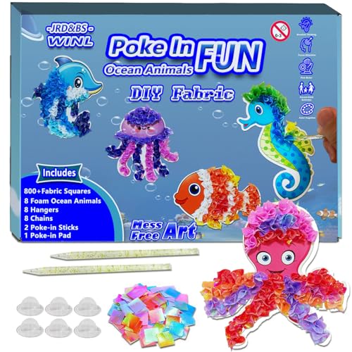 JRD&BS WINL Poke-in-Kunst-Set für Kinder ab 4-8 Jahren Kreatives DIY-Bastelspiel Kein Chaos Handwerk Geschenk für Jungs und Mädchen Pädagogisches spielzeug 3-12 Jahre (Meerestiere)