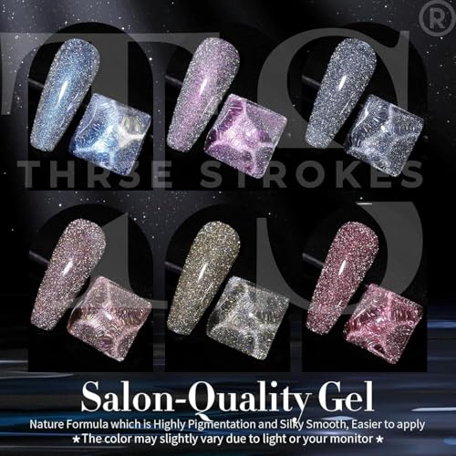 Image of THR3E STROKES Gel Nail Polish Set - 6 Colors Gel Polish Glitter Gel Polish Sparkle Nail Polish Gel Manicure DIY Salon Nail Art Gifts (DISCOPAL, 7.5ML)