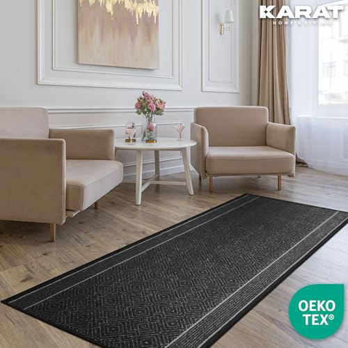 Karat Premium Carpet Runner with Pattern - 80 x 400 cm, Anthracite - Modern Diamond Design - Rug for Kitchen, Hallway & Living Room - Hallway Rug - Cosy Home Interiors Karat Premium Carpet Runner with Pattern - 80 x 400 cm, Anthracite - Modern Diamond Design - Rug for Kitchen, Hallway & Living Room - Hallway Rug - Image 7