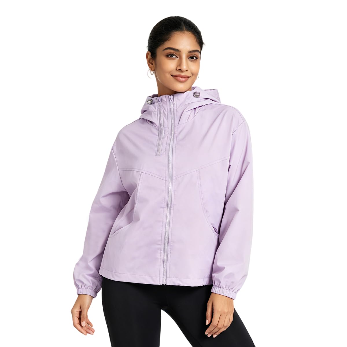 venzina Chaqueta Impermeable Ligera para Mujer con Capucha, Cortavientos, Protección Solar y Bolsillos, Gabardina Exterior Casual-picture-46