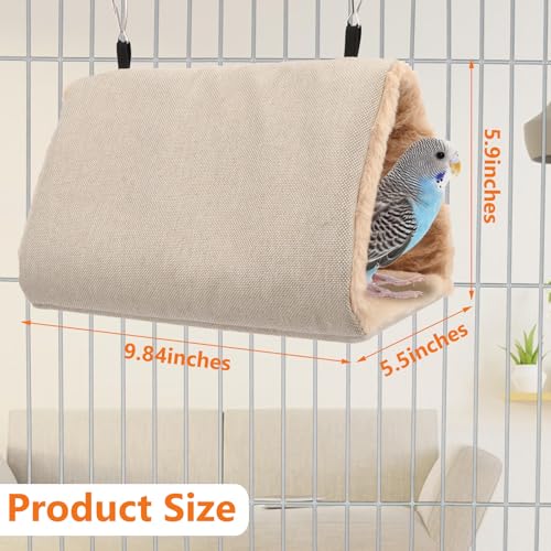 Image of Litewoo Bird Nest Bed for Parrot Warm Winter Hanging Hammock Hut, M, Beige