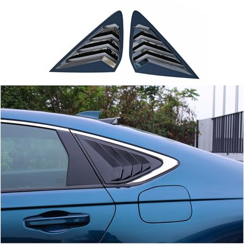 Axinda Rear Window Louvers Compatible with 2023-2025 Honda Accord Sedan 4-Door Exterior Side Air Vent Scoop Shades Cover Blinds 2PCS(Glossy Black)