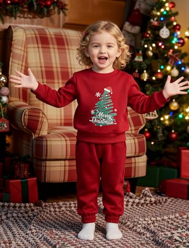 Image of Toddler Baby Boy Girl Clothes with Pockets 2PC Long Sleeve Pullover Sweatshirt and Pants Infant Fall Winter Outfit