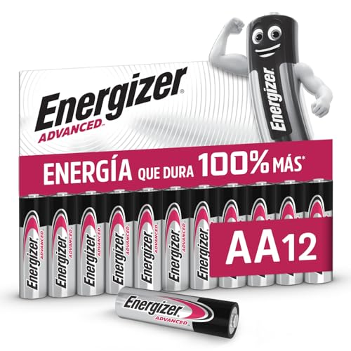 Energizer Advanced   Pilas AA (Paquete de 12)   1,5V Baterías Alcalinas de Larga Duración   Alta Potencia   Made in EU   Embalaje 100% reciclable   10 años de Vida útil [Exclusivo en Amazon]