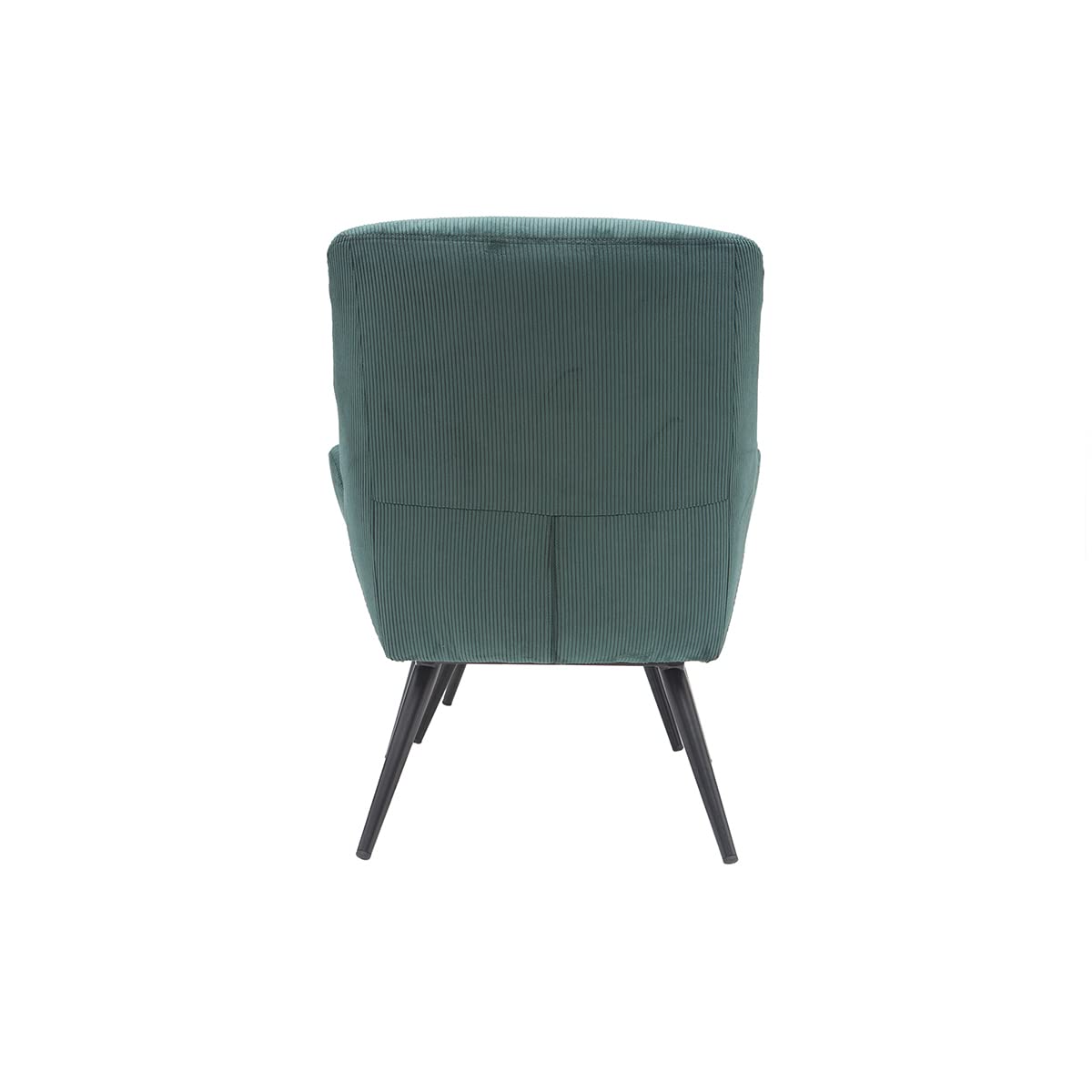 Miliboo Fauteuil et Repose-Pieds Design en Tissu Velours côtelé Vert et métal Noir Zoe