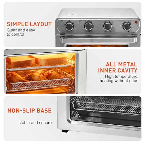 Image of OLIXIS Air Fryer Toaster Oven Combo Extra Large, 26.4QT Convection Oven Countertop 4 Functions in 1, 4 Accessories Included, Stainless, Up to 450F