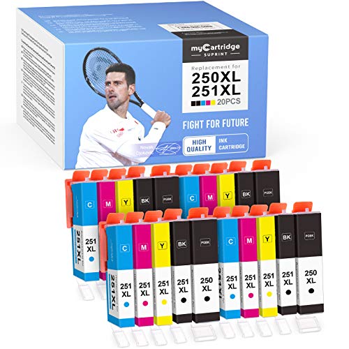 myCartridge SUPRINT Compatible Ink Cartridge Replacement for Canon 250 251 PGI-250 XL CLI-251 XL 250XL 251XL MX922 MX920 IX6820 MG7120 MG7520 (4 PG BK, 4 Black, 4 Cyan, 4 Magenta, 4 Yellow) 20 Pack