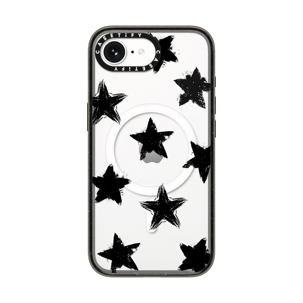 CASETiFY Impact Case for iPhone 16e [4X Military Grade Drop Tested / 8.2ft Drop Protection/Compatible with Magsafe] - Star Marks - Clear Black