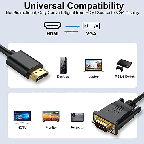 Image of HDMI Cable Adapter VGA to HDMI, 1080P VGA to HDMI Adapter for Computer, Desktop, Laptop, PC, Monitor, Projector, HDTV (HDMI TO VGA CABLE ADP IC)