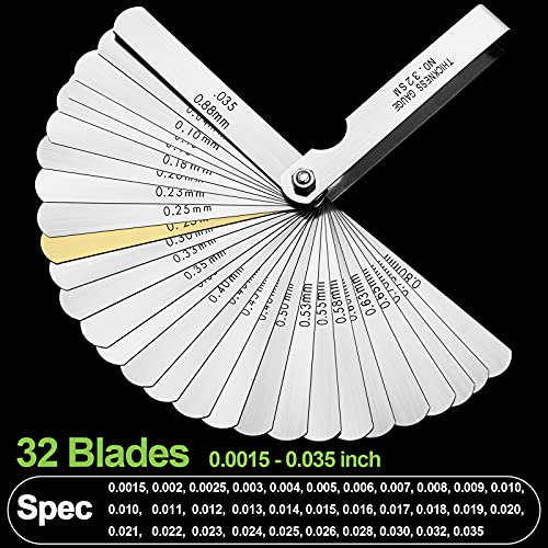 image for Spurtar 32 Blades Feeler Gauges 0.0015-0.035'' (0.04-0.88 mm) Stainles