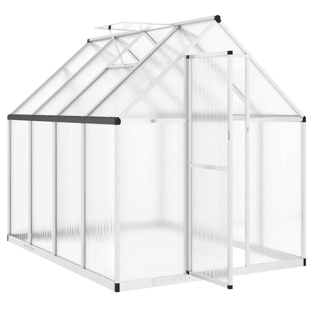 vidaXL Szklarnia z ramą podstawy, srebrna, 224x169x195 cm, aluminium