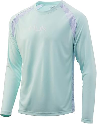 Amazon.co.jp: HUK メンズ ストライク 無地 長袖シャツ S ブルー