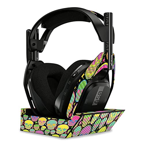 Image of MightySkins Carbon Fiber Skin Compatible with Astro A50 Wireless Headphones + Base Station (Gen 4) - Candy Skulls | Protective, Durable Textured Carbon Fiber Finish | Easy to Apply | Made in The USA