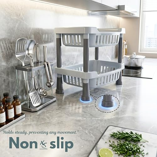 Image of MATIC HOUSEWARE 3-Layer Multipurpose Rack Stand | Durable Plastic Storage Organizer for Vegetables, Fruits, Pantry Items & Home Essentials | Space-Saving Free-Standing Shelf for Home & Kichen (Grey)