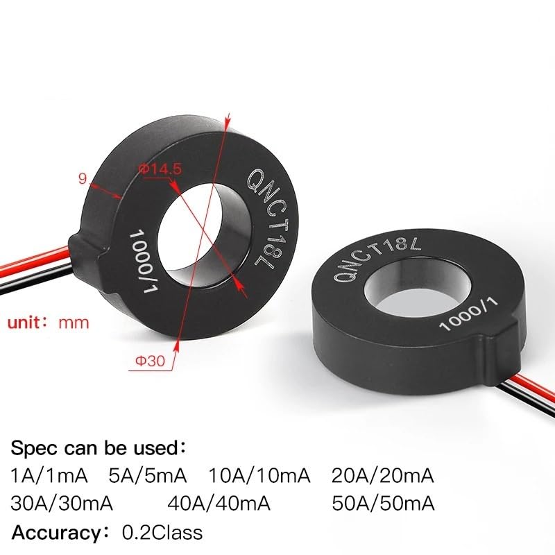 Current Transformer Ring Type QNCT17L 1000/1 50A 50mA 50A 25mA 100A 50mA 2000:1 toroidal Current Transducer(QNCT18L 1000-1)